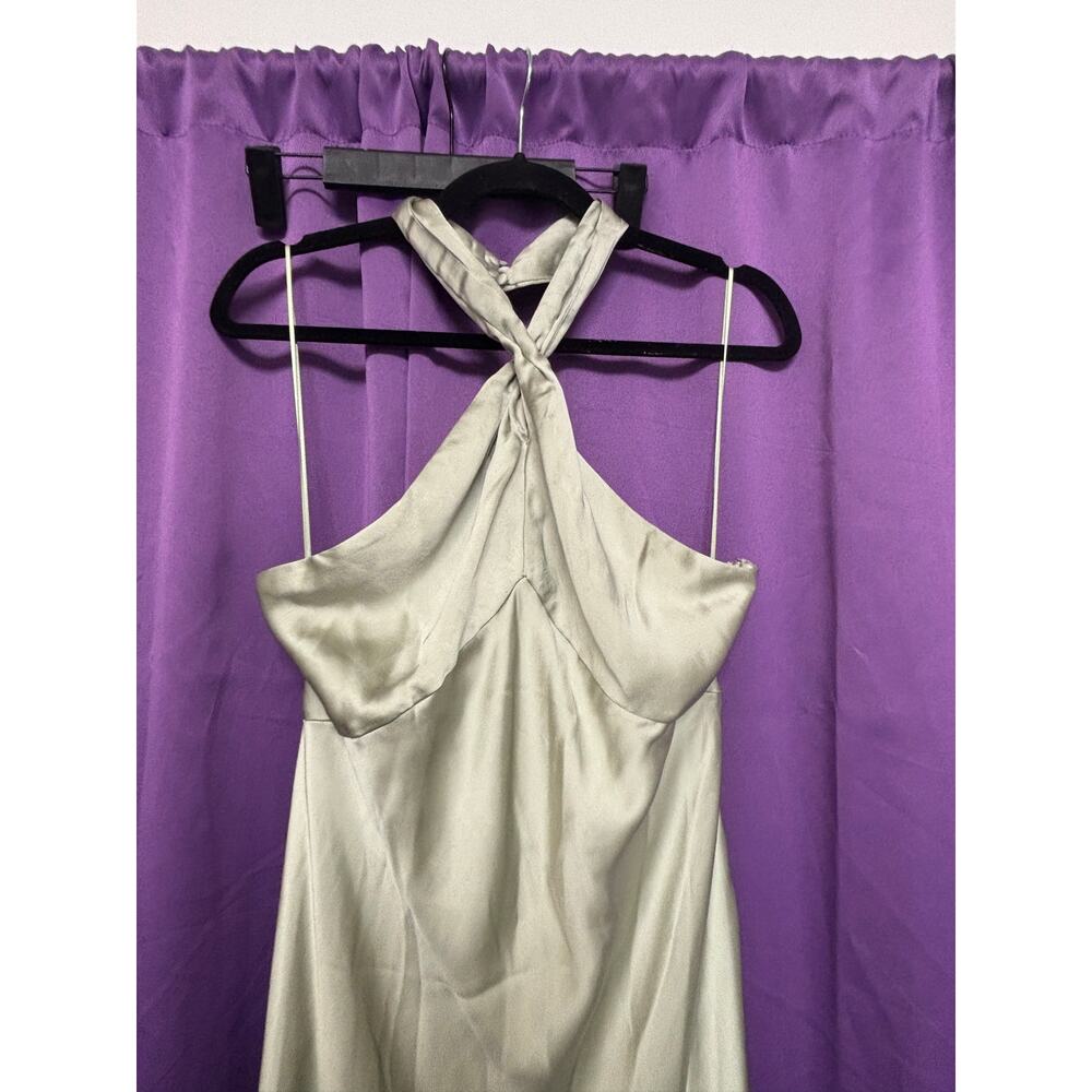 NWT Anthropologie BHLDN Selma Halter-Neck High-Shine Satin Maxi Dress - Picture 3 of 11
